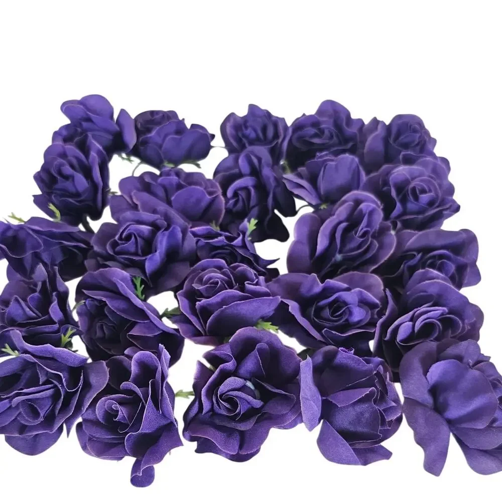 100 Purple Silk Rose Heads Stemless Wedding Floral Craft Wreaths DIY 2.5in
